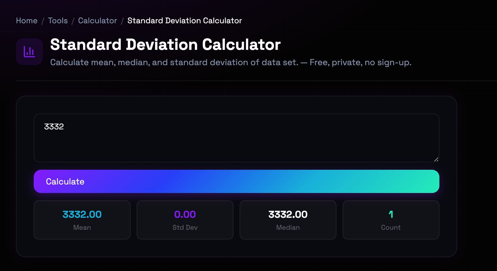 How to use Standard Deviation Calculator online — free, fast, and private
